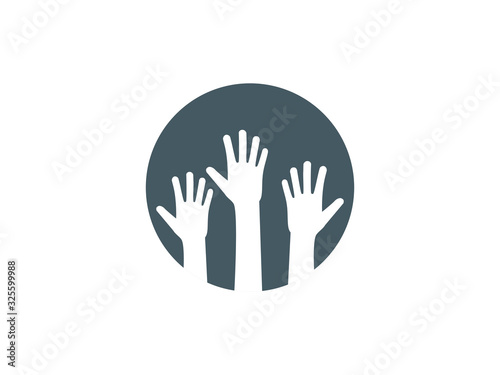 Charity, hand, volunteer icon. Vector illustration, flat design.