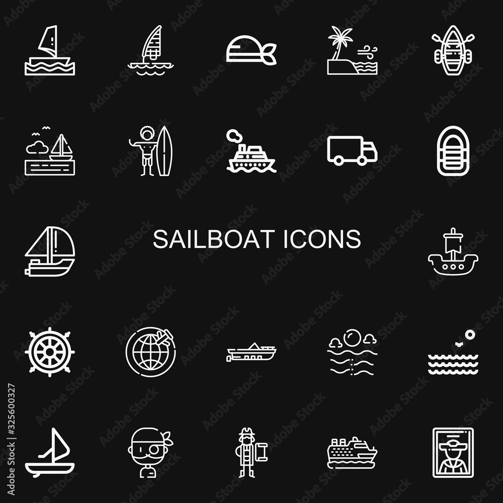 Editable 22 sailboat icons for web and mobile
