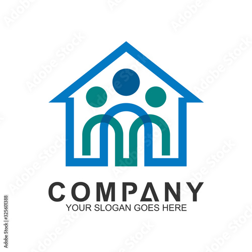 family house logo in overlapping line style