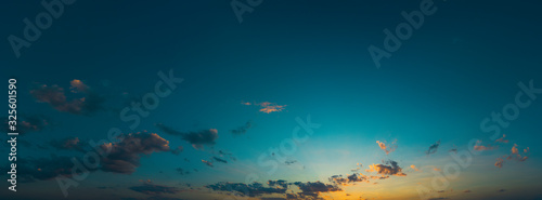 Beautiful sunset with blue sky and clouds natural background.