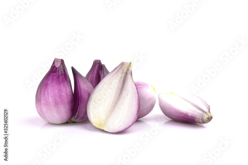 Cut red onion in white background