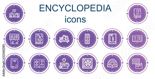 Editable 14 encyclopedia icons for web and mobile