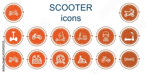 Editable 14 scooter icons for web and mobile
