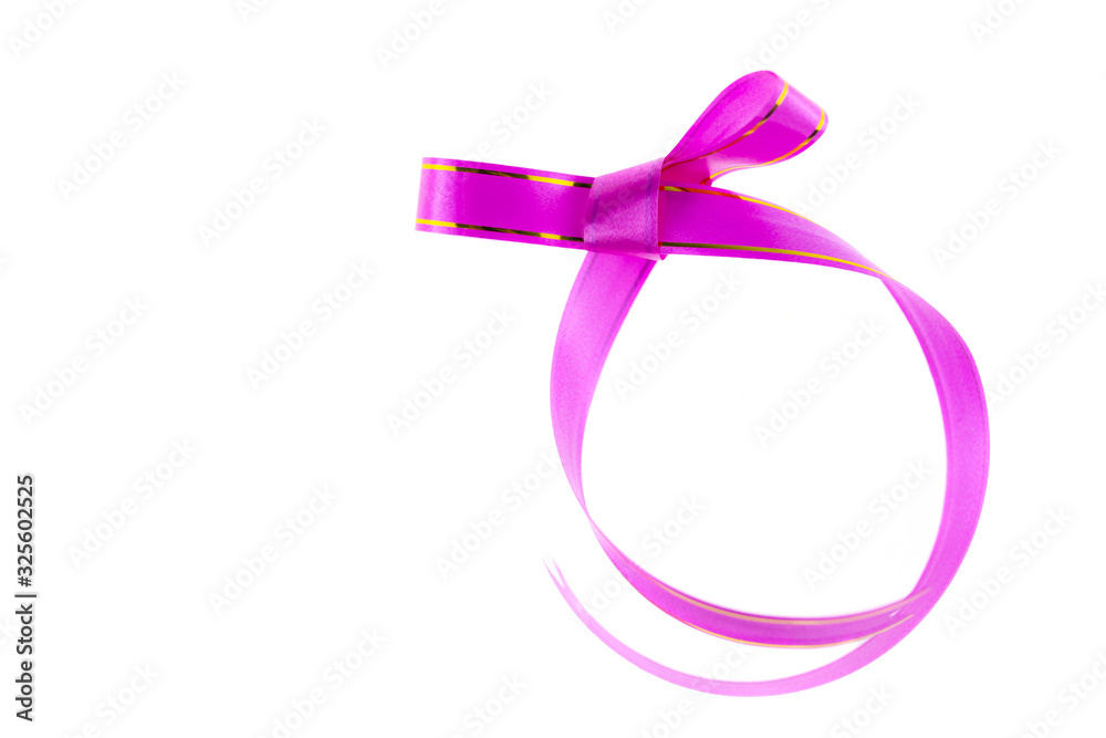 Pink ribbon with bow isolated on white background. Pink ribbon with bow isolated on white background.