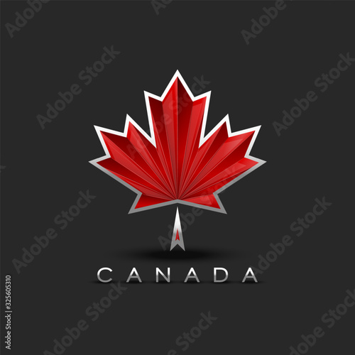 Coat of arms of Canada maple leaf with 3D effect, patriotic symbol for the Canadian national poster