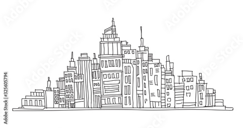 Free hand line drawing city landscape, vector design