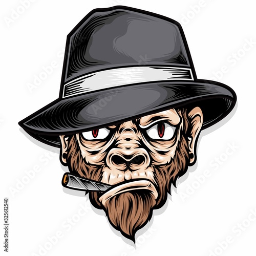 gangster monkey head vector logo