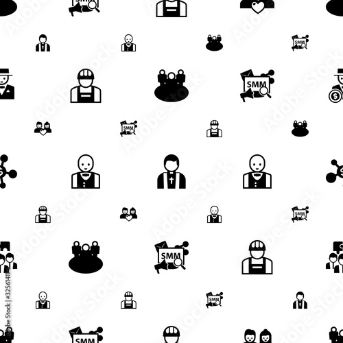 person icons pattern seamless. Included editable filled team, priest, couple, builder, Croupier, Social Media Marketing, Business networking icons. person icons for web and mobile.