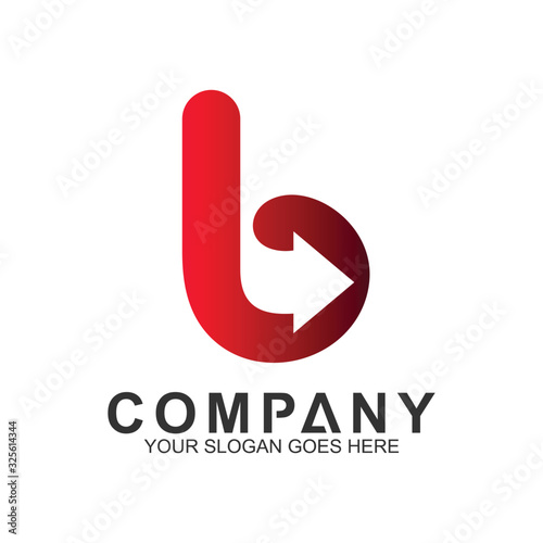 initial letter B + arrow logo design template