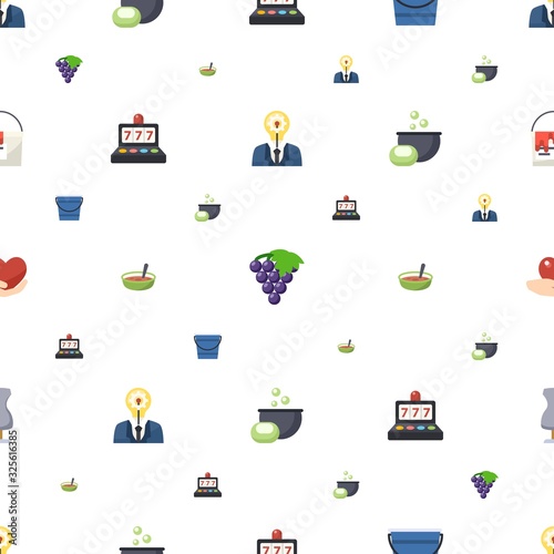 isolated icons pattern seamless. Included editable flat creativity, Winemaking, Bucket, slot machine, Soup, Soap making, caring, sewing mannequin icons. isolated icons for web and mobile.