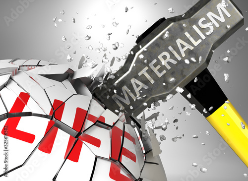 Konstfotografi Materialism and destruction of health and life - symbolized by word Materialism