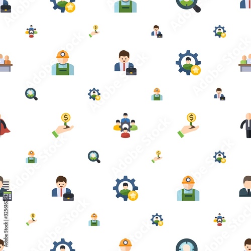 Fototapeta Naklejka Na Ścianę i Meble -  employee icons pattern seamless. Included editable flat Entrepreneur, colleague, Target Audience, worker, Investor, skill, business hero icons. employee icons for web and mobile.