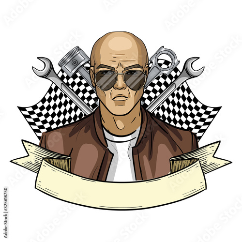 Hand drawn sketch racer man