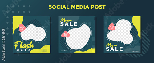 Set of social media post template for special offer. Digital banner, Poster, digital layout. Vector illustration. Fashion post, food post, cullinary post and insta post.