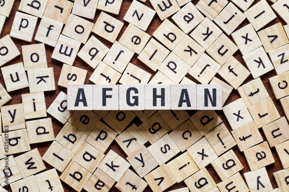 Afghan word concept on cubes