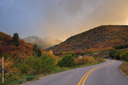 West Sopris Creek Road Autumn Rain Squall Below Mt. Sopris in the Maroon Bells - Snowmass Wilderness of Colorado