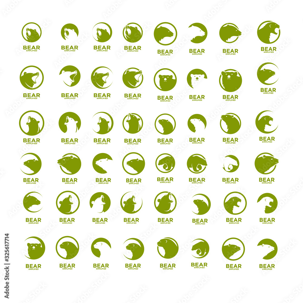 Collection of Gold Bear head circle logo icon design vector illustration with white background Collection of Gold Bear head circle logo icon design vector illustration with white background