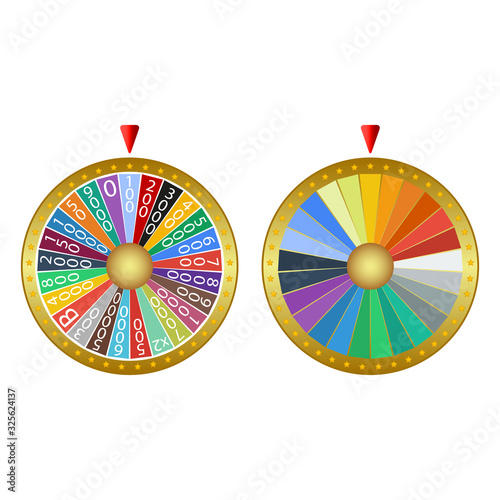 Prize wheel of fortune isolated on a white background. Casino machine design, vector illustration