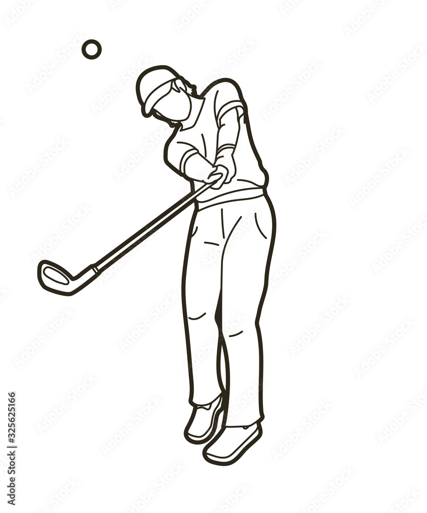 Obraz premium Golf player Golfer action cartoon sport graphic vector.