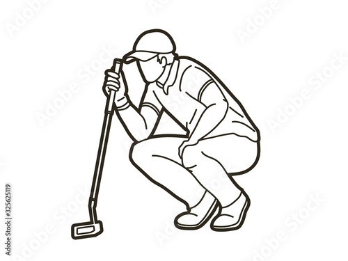 Golf player Golfer action cartoon sport graphic vector.