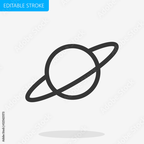 Planet Saturn Icon Vector Editable Stroke Pixel Perfect