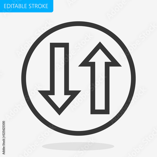 Road Sign two way Icon Vector Editable Stroke Pixel Perfect