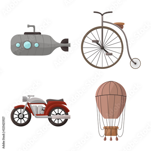 Isolated object of retro and vintage symbol. Collection of retro and transport vector icon for stock.