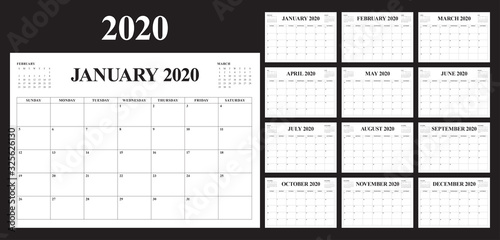 Year 2020 desk calendar vector illustration