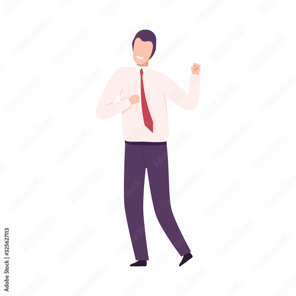 Smiling Businessman, Successful Manager Character Dressed in Formal Clothes Flat Vector Illustration