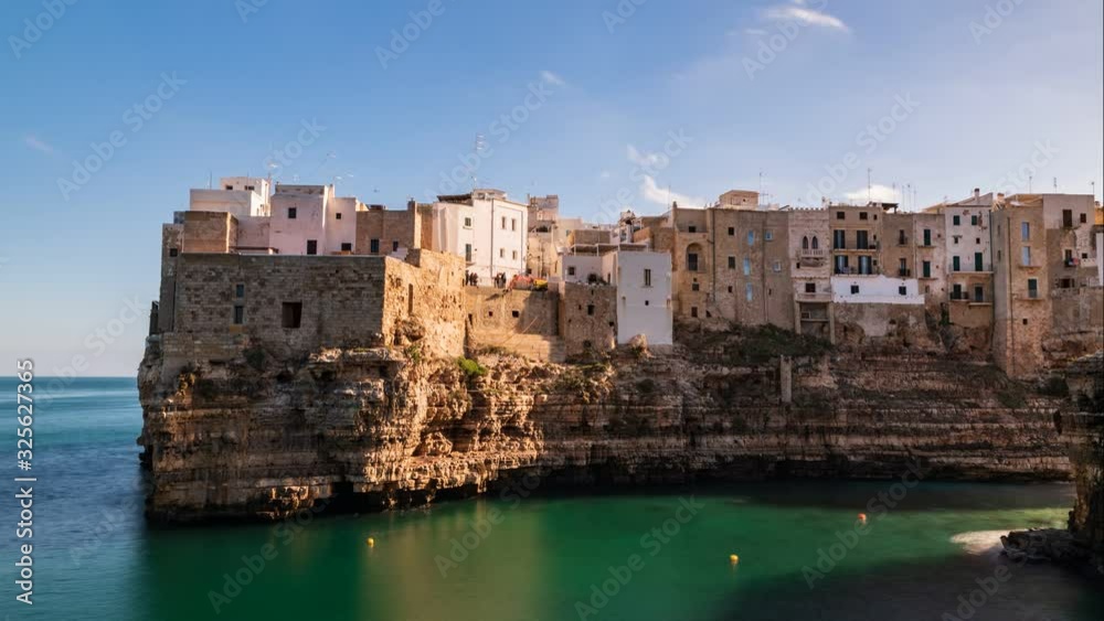 Panoramic view of Polignano. Puglia. Italy. Time-lapse. Panoramic view of Polignano. Puglia. Italy. Time-lapse.