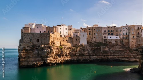 Panoramic view of Polignano. Puglia. Italy. Time-lapse.
