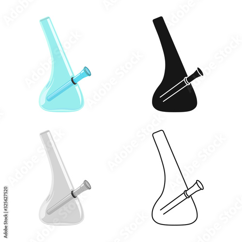 Vector illustration of bong and marijuana symbol. Graphic of bong and smoke stock vector illustration.