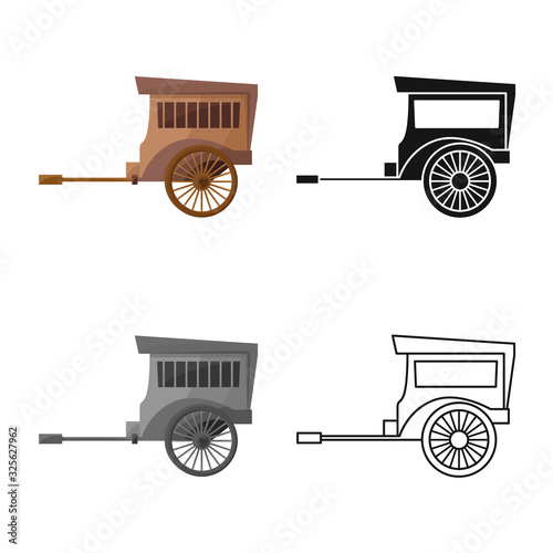 Vector design of brougham and old sign. Web element of brougham and wagon stock symbol for web.