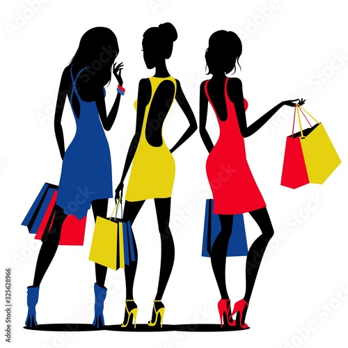women silhouettes with shopping bags