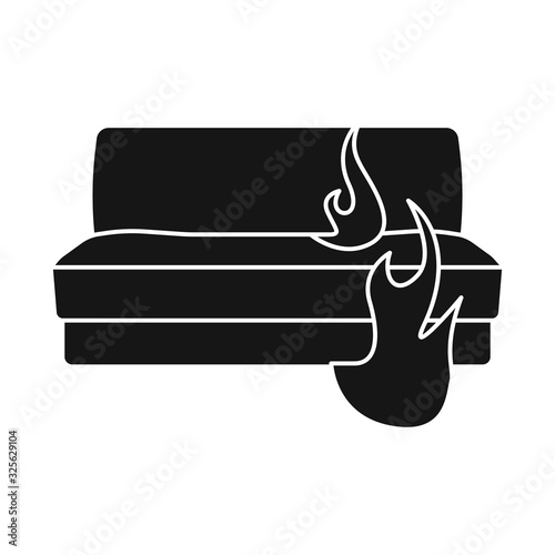 Vector illustration of flame and sofa sign. Collection of flame and burn stock symbol for web.