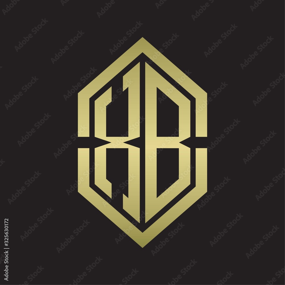 XB Logo monogram with hexagon shape and outline slice style with gold colors XB Logo monogram with hexagon shape and outline slice style with gold colors