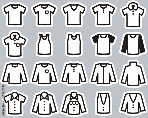 Shirt Icons Black   White Sticker Set Big