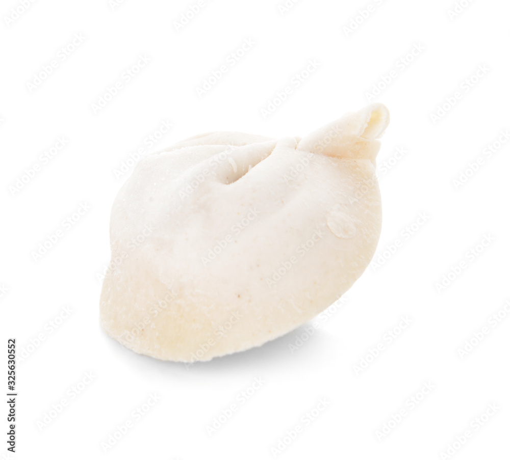 Raw fresh dumpling on white background