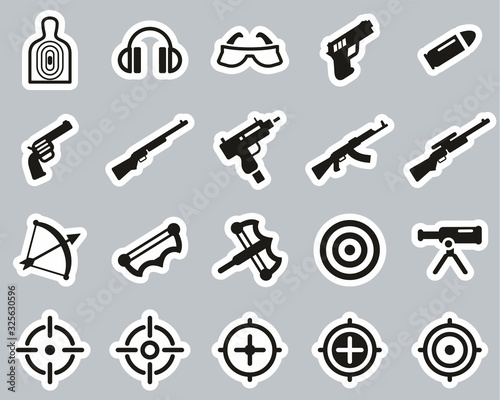 Shooting Range Icons Black & White Sticker Set Big