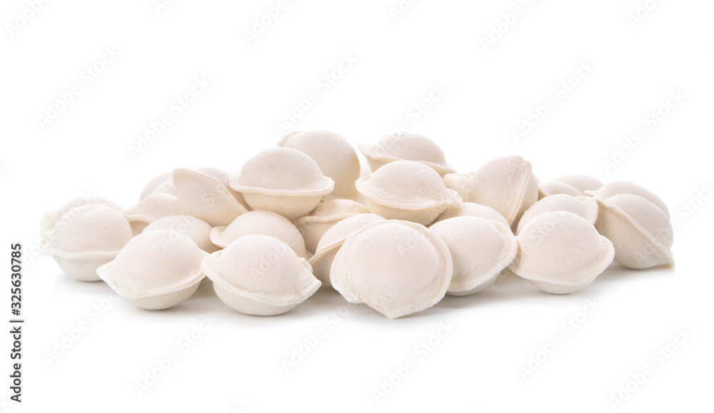 Raw fresh dumplings on white background Raw fresh dumplings on white background