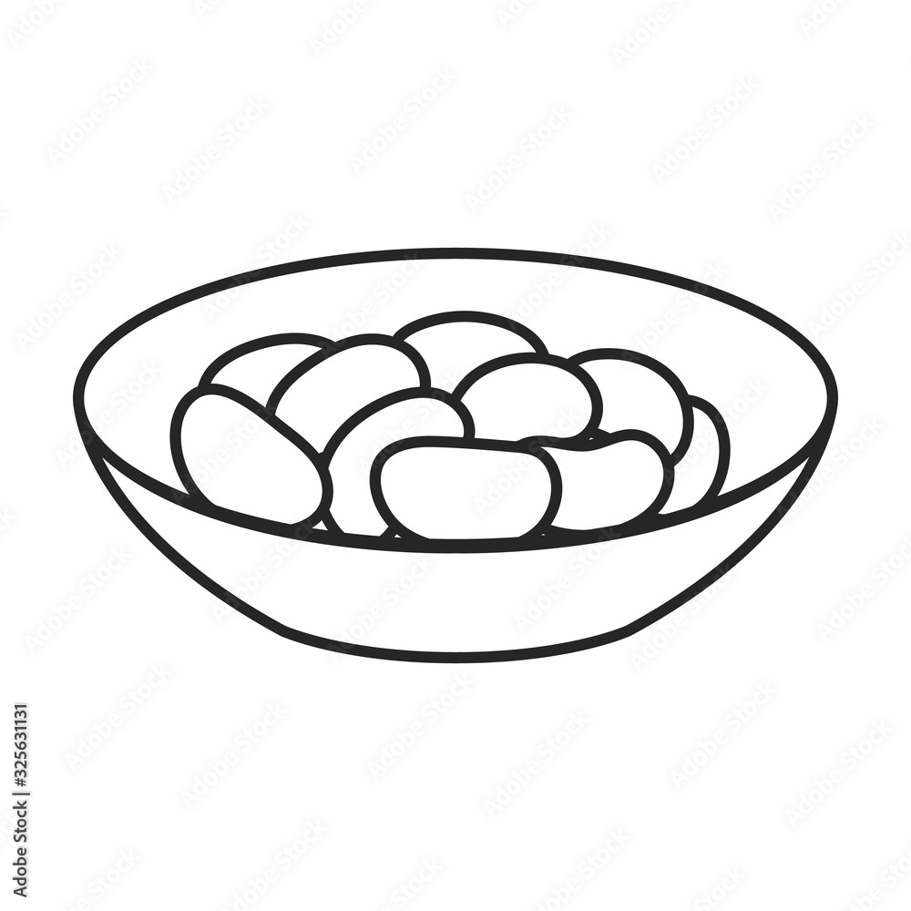 Bowl of bean vector icon.Outline vector icon isolated on white background bowl of bean. Bowl of bean vector icon.Outline vector icon isolated on white background bowl of bean.