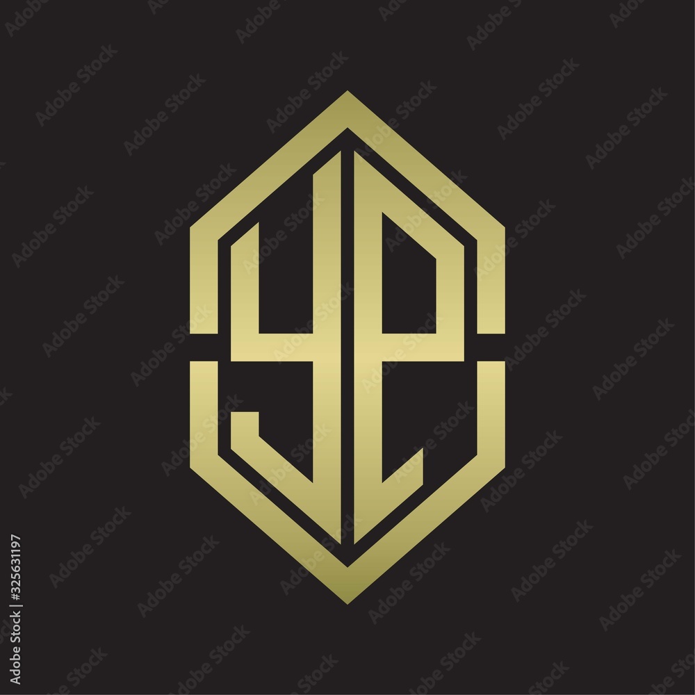 YP Logo monogram with hexagon shape and outline slice style with gold colors YP Logo monogram with hexagon shape and outline slice style with gold colors