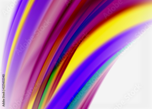Wave lines abstract background  smooth silk design with rainbow style colors. Liquid fluid color waves. Vector Illustration