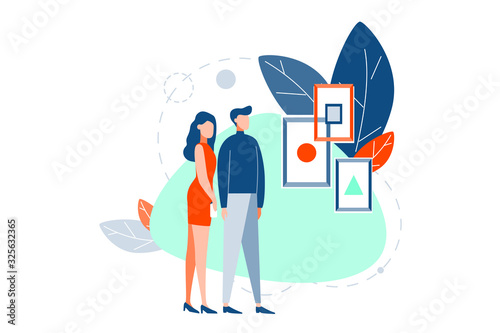Exhibition, picture, cubism, modern futurism art concept