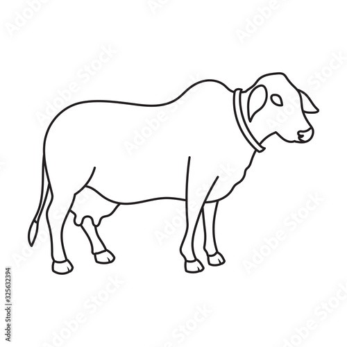 Cow of animal vector icon.Outline vector icon isolated on white background cow of animal.