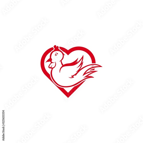 flying white rooster logo with love