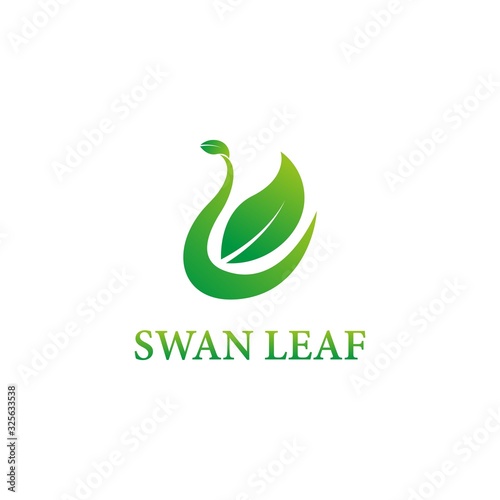swan leaf logo. nature logo with swan shape
