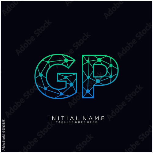 Letter GP abstract line art logo template.