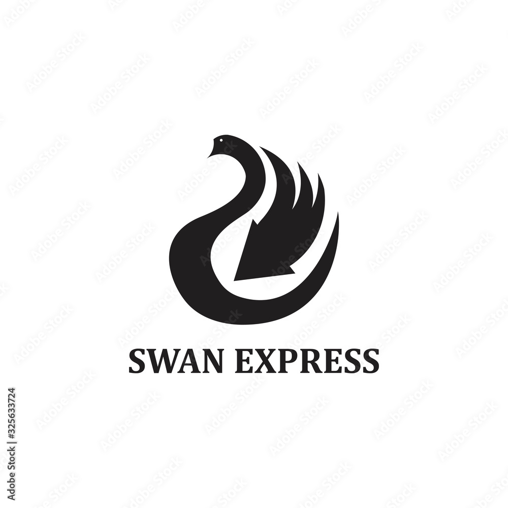 Naklejka premium swan express logo. swan logo with arrow. package delivery services logo