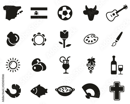 Spain Country & Culture Icons Black & White Set Big